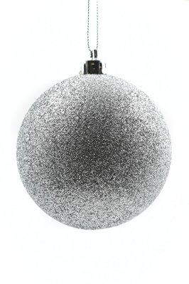 Plastic ball, glitter decor, silver color, D-30, Silver