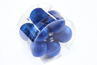 Set of Christmas decorations in a tube, plastic ball, D-60, 10 pcs, D-60, Blue